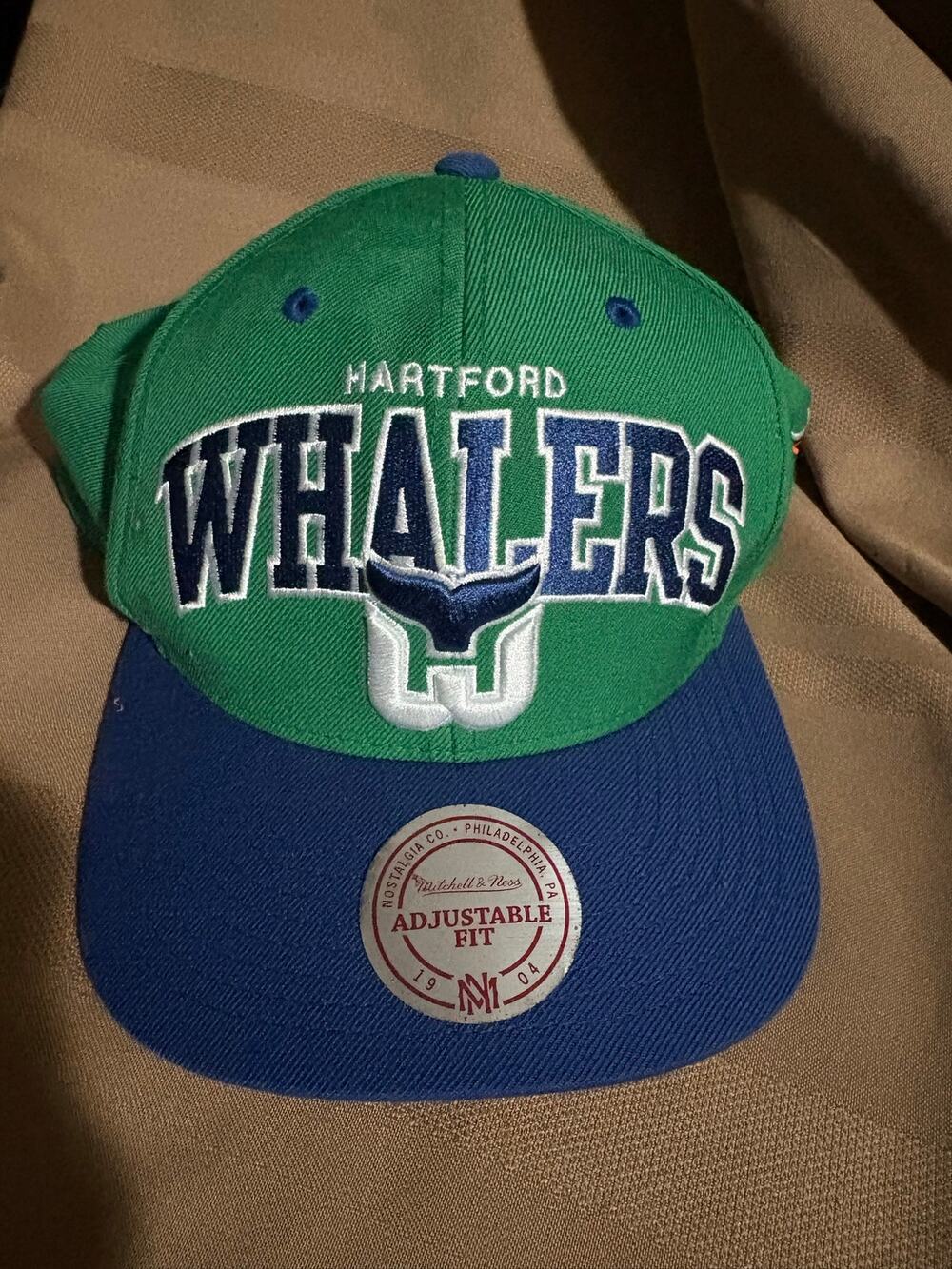 Hartford Whalers Mitchell & Ness NHL Throwback Wool Snapback Hat Green Blue